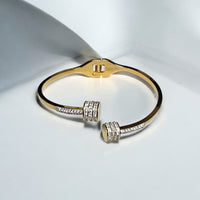Gold Latch Bracelet w/ white stones