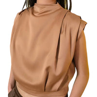 Women's High Neck Sleeveless Zipper Crop Top