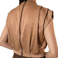 Women's High Neck Sleeveless Zipper Crop Top