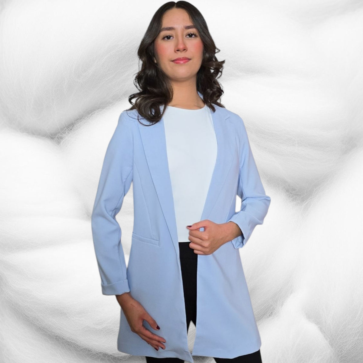 Women's Twill Princess Buttonless Long Blazer Jacket