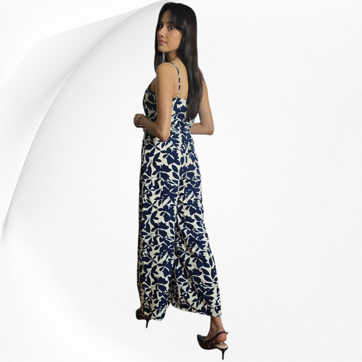 Women's Floral Print Jumpsuit with Side Pockets