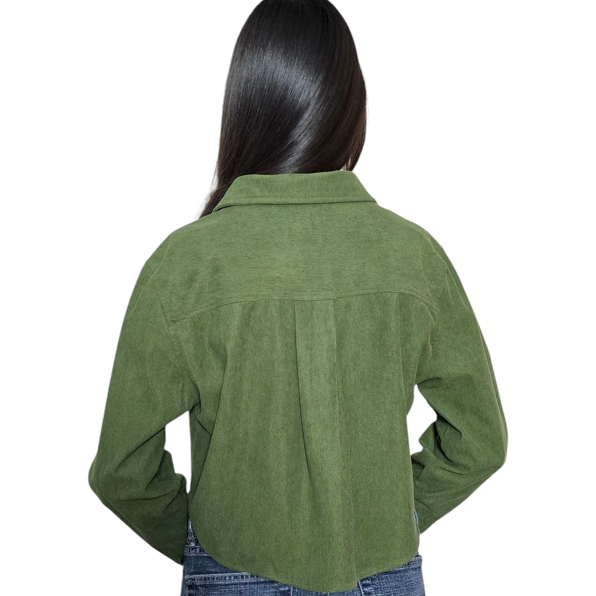 Women's Corduroy Jacket Long Sleeve Mini Button Down Shirt