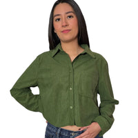 Women's Corduroy Jacket Long Sleeve Mini Button Down Shirt