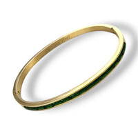 Unisex Stainless Steel Gold Thin Bangle Rhinestone Bracelet